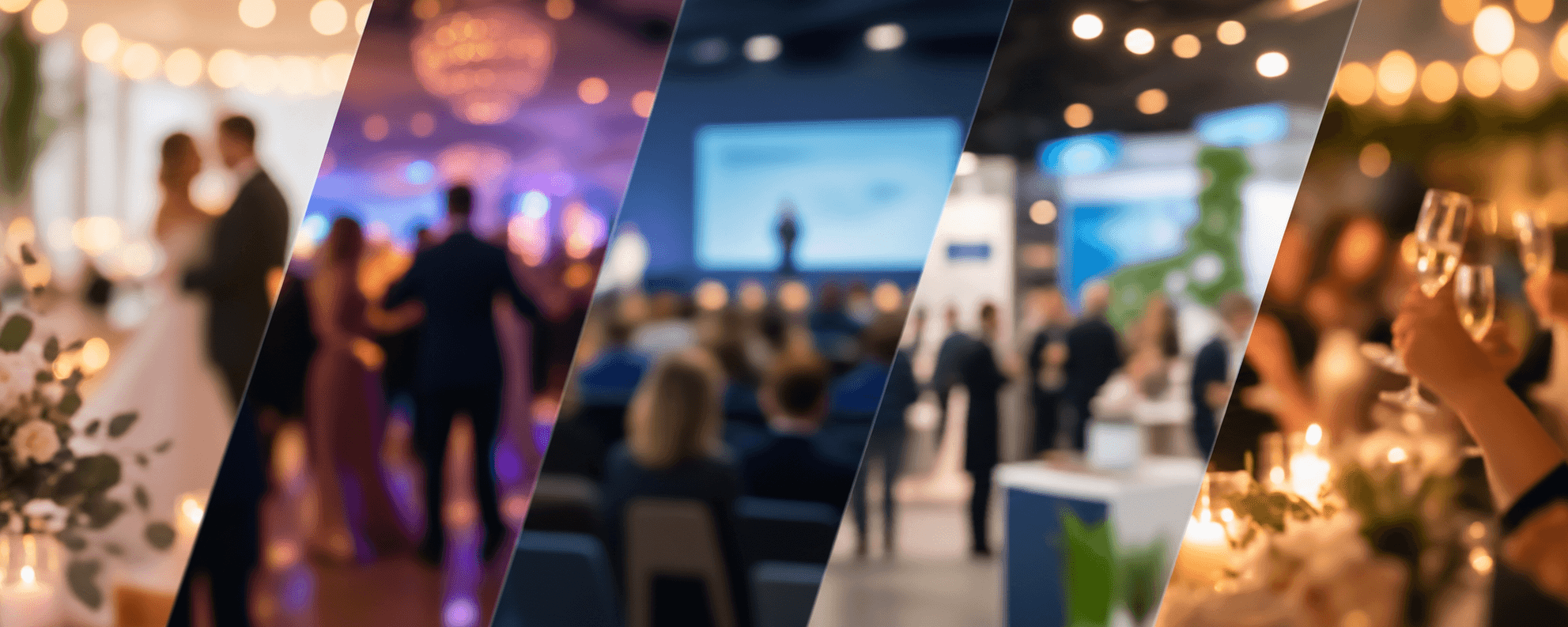 Hochzeit, Ball, Konferenz, Messe und Feier — Momente aus verschiedenen Events