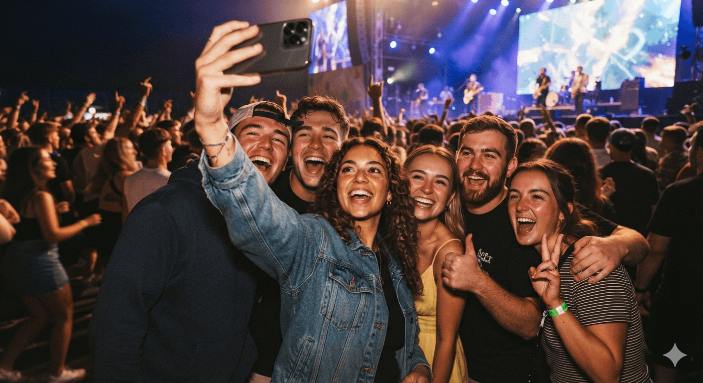 Freunde beim Konzert