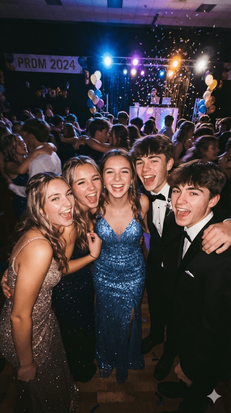 Junge Gäste auf dem Abschlussball