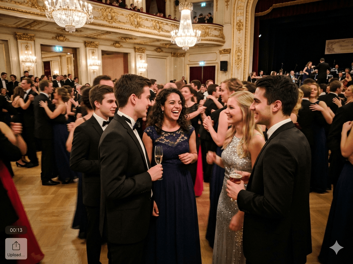Tanzende Paare im Ballsaal